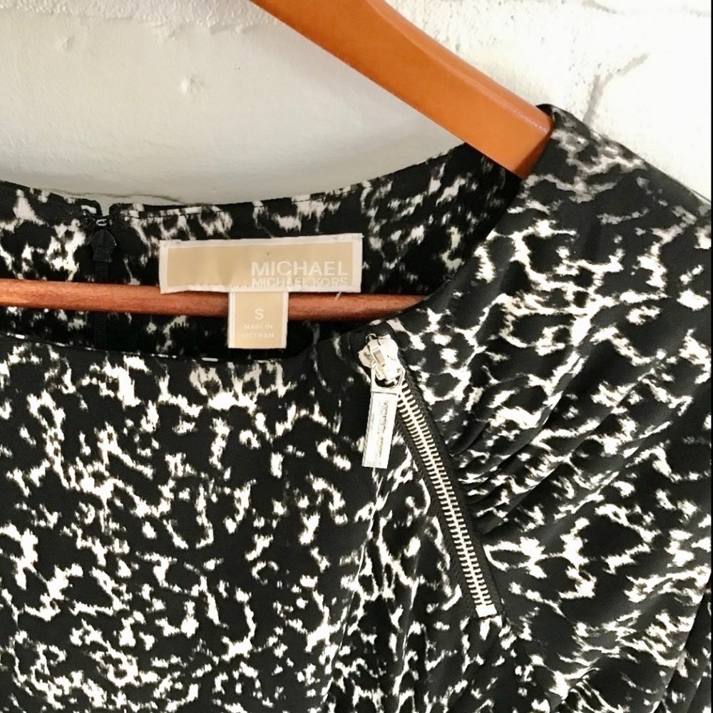 Michael Kors Y2k Mini dress Black/White Abstrat Animal print Rock Mobwife Soft S - Picture 3 of 6